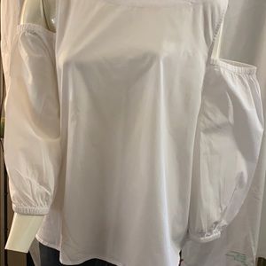 A white off the shoulder blouse